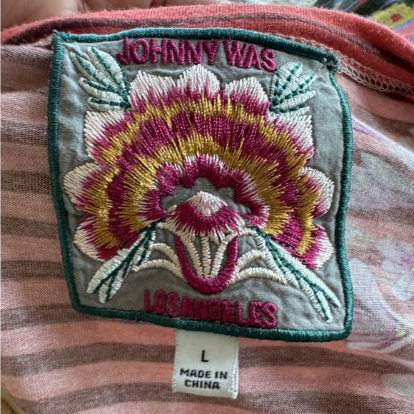 Johnny Was Los Angeles Striped Floral Top Women’s Size L - Picture 5 of 11